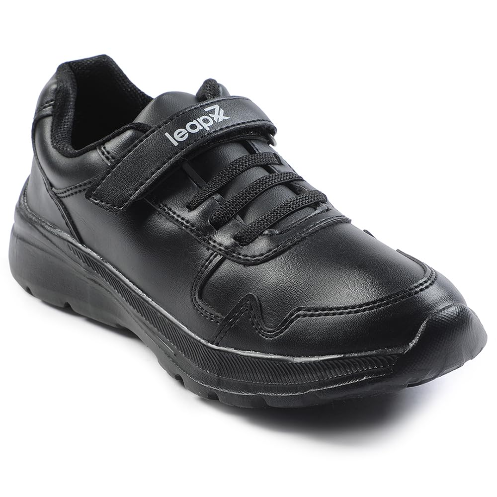 Liberty Leap7x SCHLPRO-3 Uniform School Shoes for Kids with EVA Sole | PU Upper Quick-Wear Velcro Closure | Stylish & Lightweight | Comfortable Footbed | Memory Foam Insole