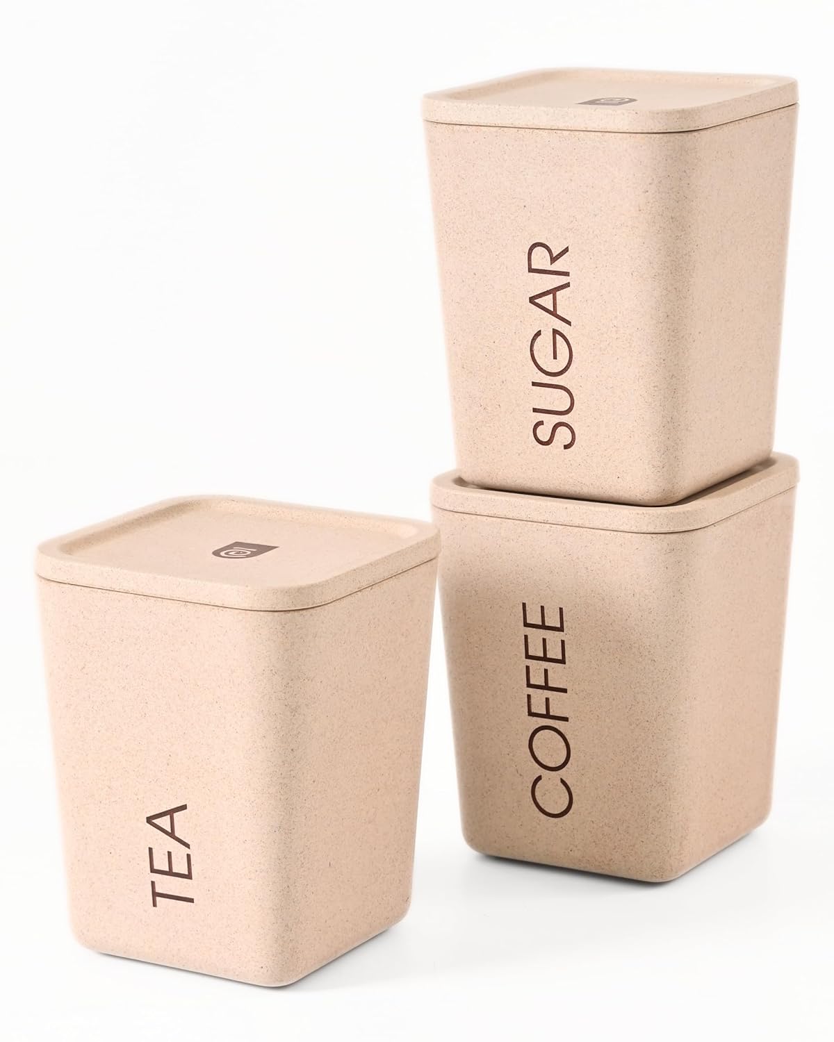 Eha Earth Friendly Kitchen Storage Jars & Containers | Set of 3 | 800 ml | kitchen Container Boxs For Storage Made With Rice Husk | Airtight Container Set | Sand Castle