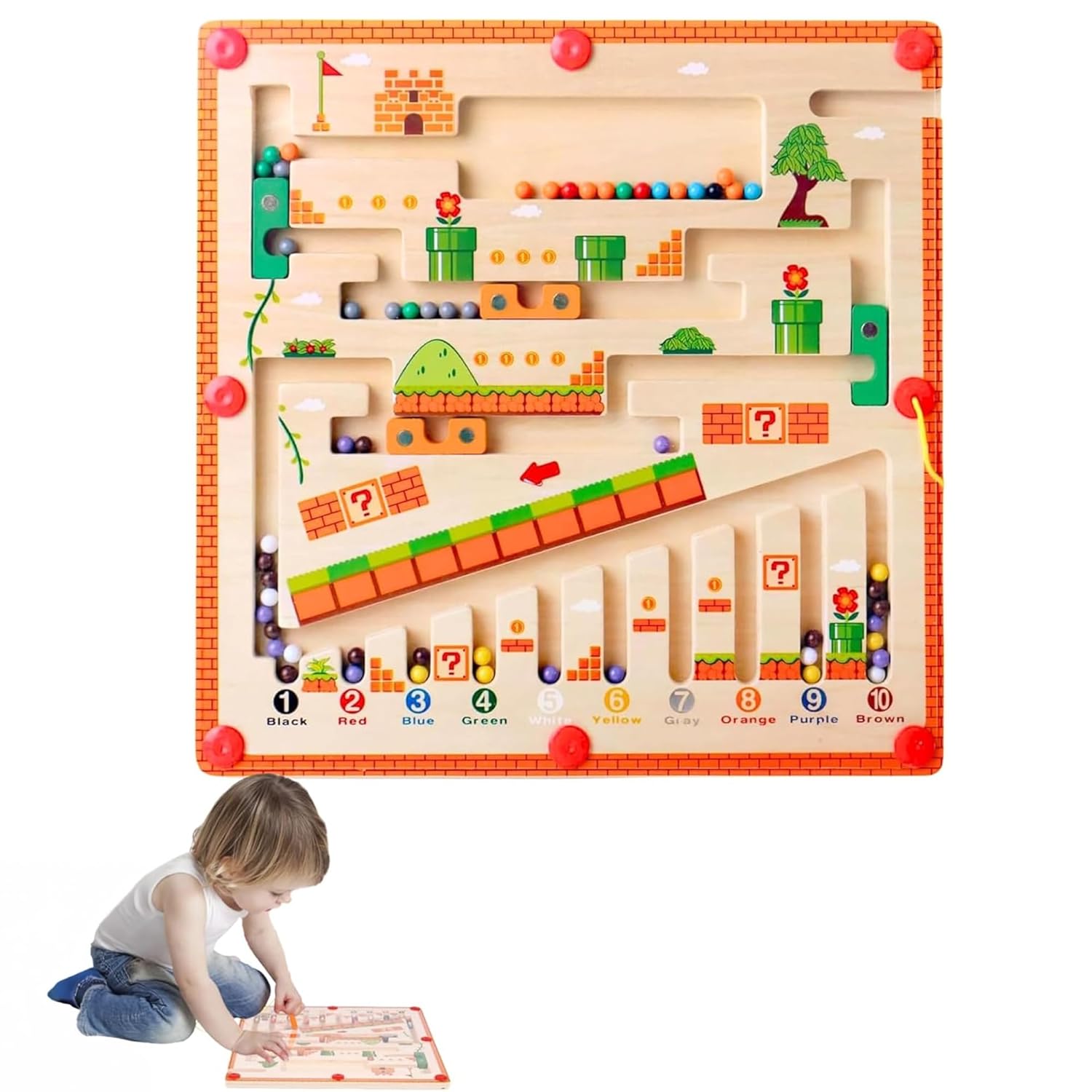 Kidology Wooden Magnetic Color and Number Mushroom Maze for Kids 3+ Years | Fun, Learning and Educational Toys for Boys and Girls | Ideal for Gifting
