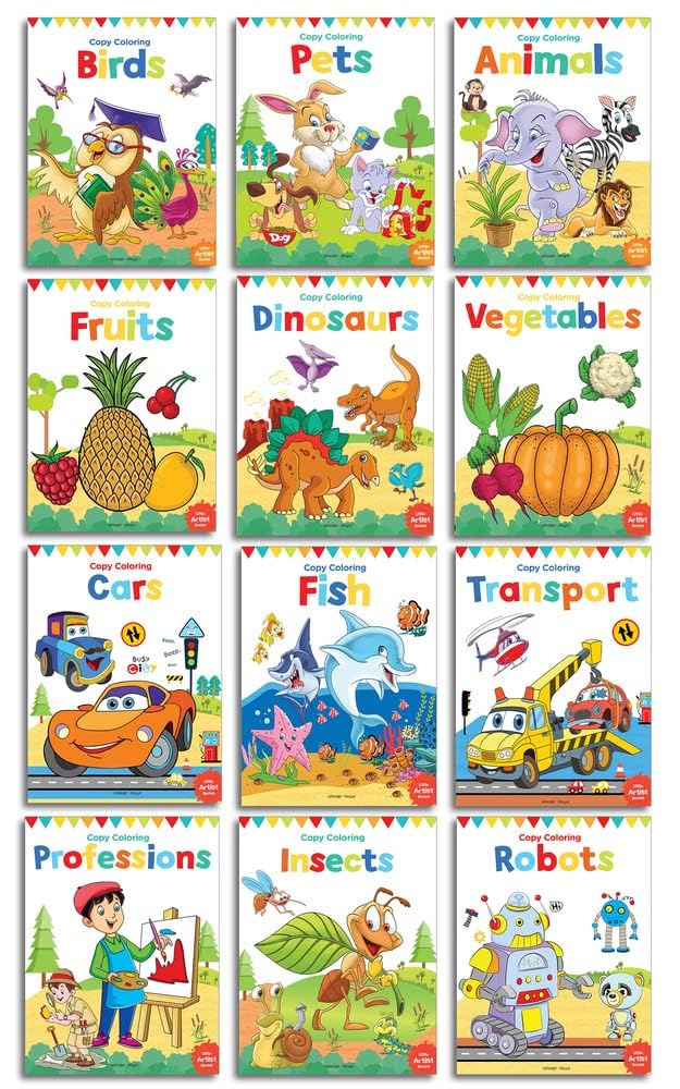 Colouring Books: Pack of 12 Copy Colour Books For Children | Premium Paper Quality | Wonder House Books
