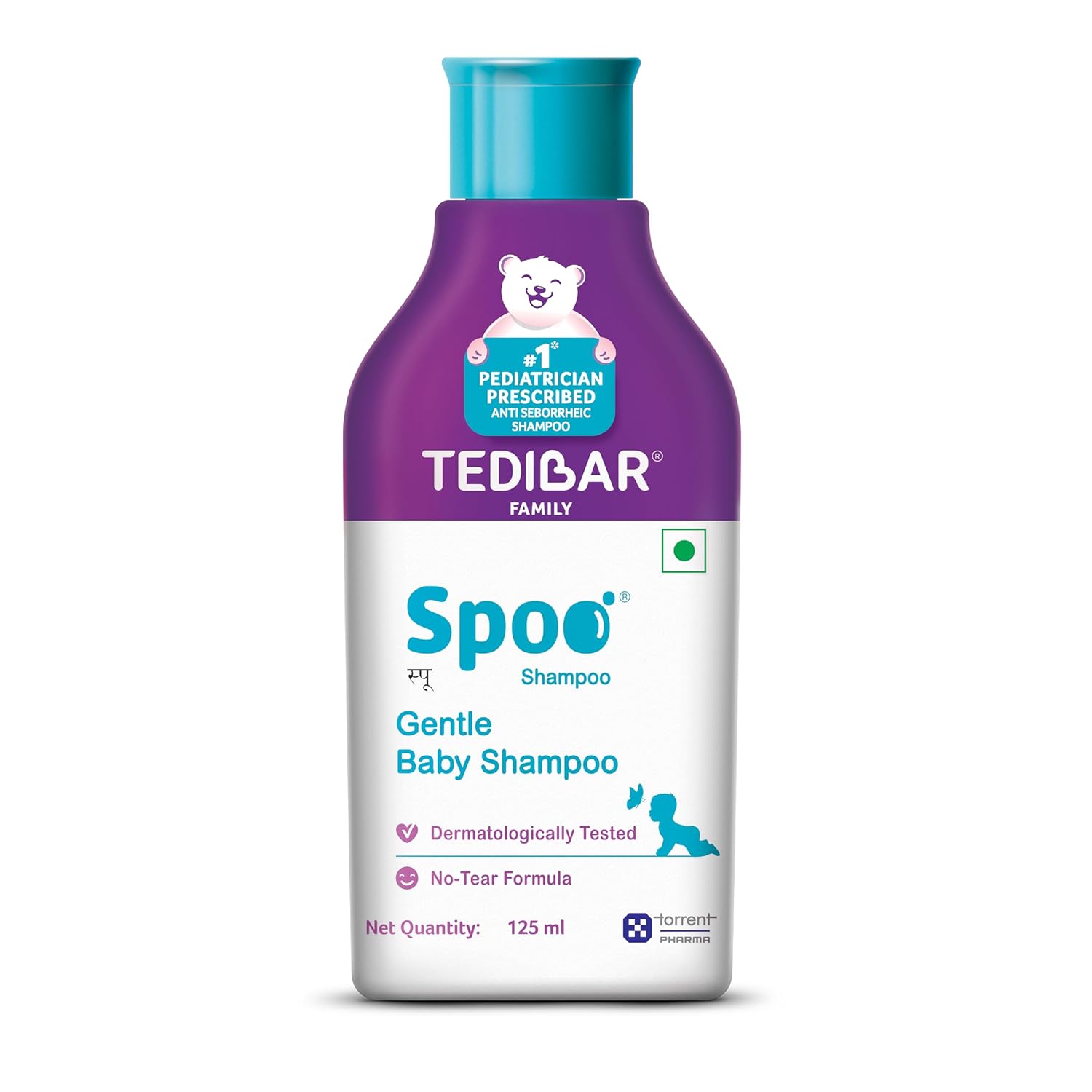 Spoo No-Tear Formula baby shampoo from Tedibar Family | Gentle on Scalp | No. 1 Pediatrician Prescribed * 125ml – By Torrent Pharma
