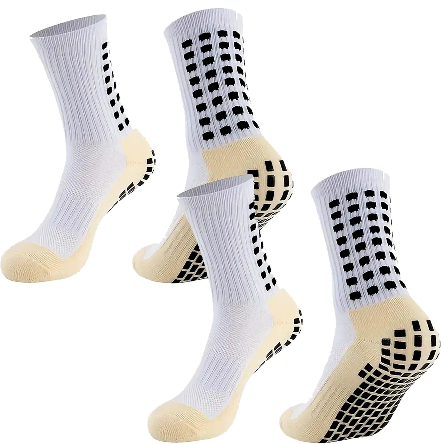 Hi-Tech Performance Athletic grip Socks for Men & Women | Crew Length, Anti-Slip Rubber Grip socks for footballers, Thick Cushion Sports Socks for Running, Gym, Training