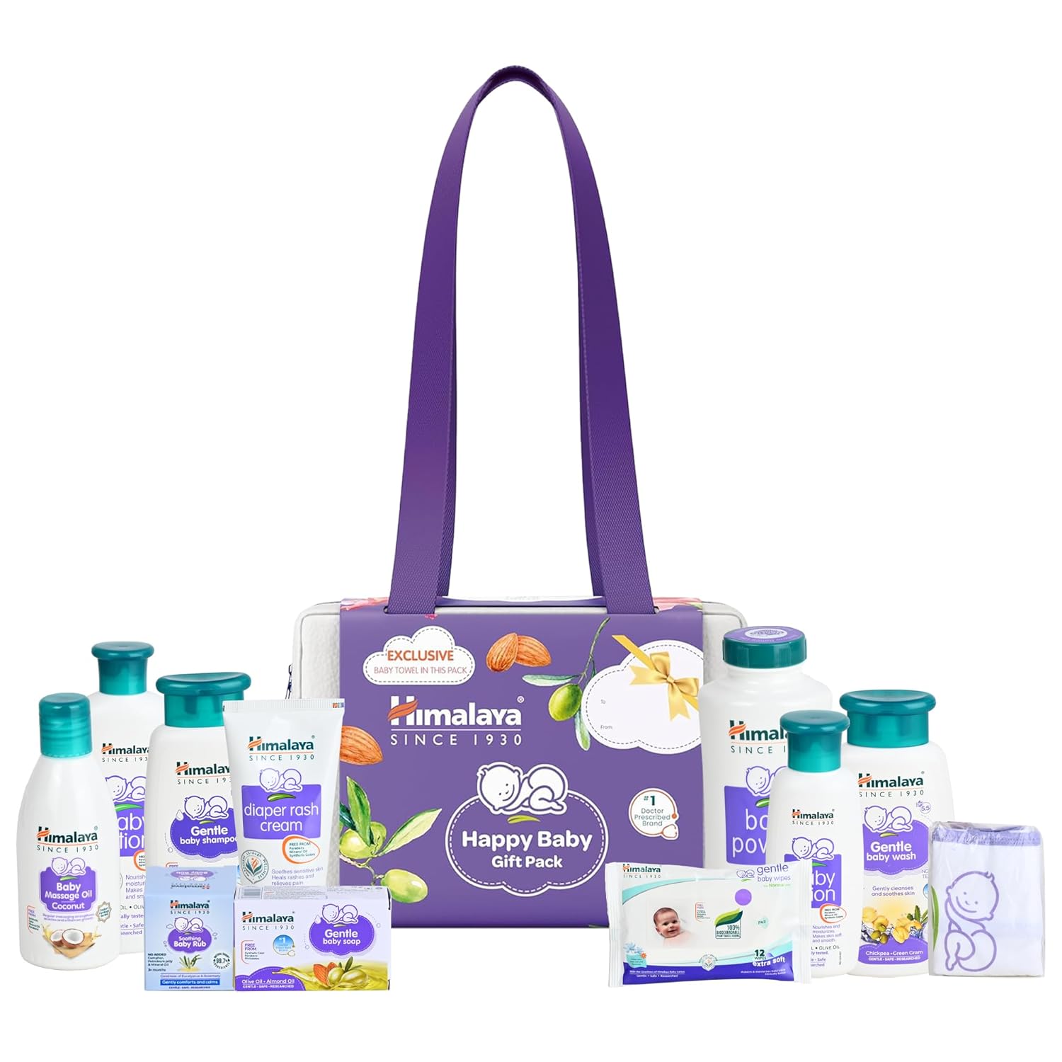 Himalaya Happy Baby Gift Pack with Maternity Bag – Pack of 10 with Free Towel – Soap, Lotion, Powder, Oil, Wipes, Cream, Shampoo and Much More Himalaya Happy Baby Gift Pack with Maternity Bag – Pack of 10 with Free Towel – Soap, Lotion, Powder, Oil, Wipes, Cream, Shampoo and Much More