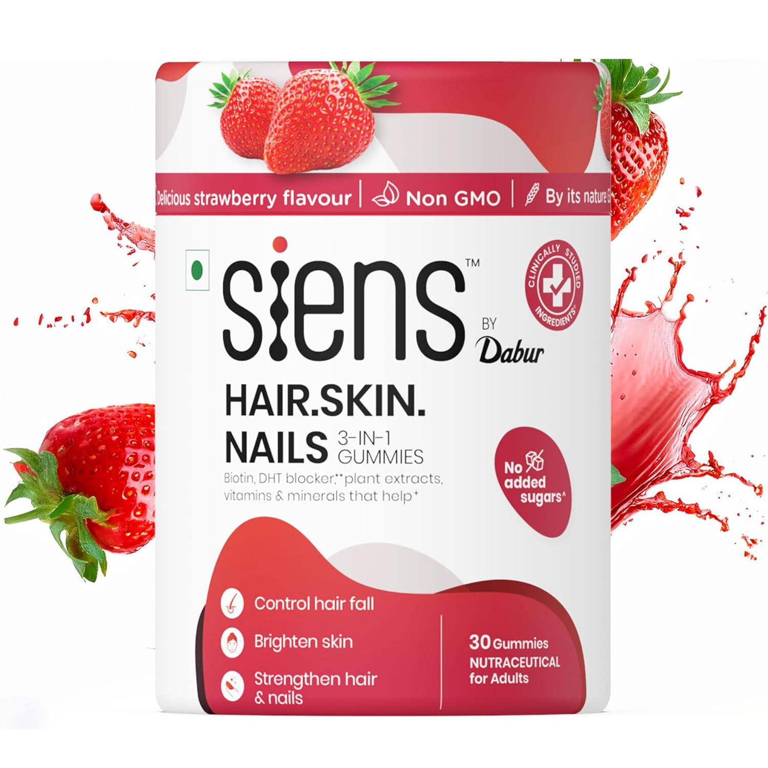Siens By Dabur Hair, Skin & Nails (3 in 1 Gummies) – 30 pieces | Enriched with Biotin, DHT Blocker, Plant Extracts, Vitamins & Minerals | Brightens Skin, Control Hairfall, Strengthens Hair & Nails Siens By Dabur Hair, Skin & Nails (3 in 1 Gummies) – 30 pieces | Enriched with Biotin, DHT Blocker, Plant Extracts, Vitamins & Minerals | Brightens Skin, Control Hairfall, Strengthens Hair & Nails