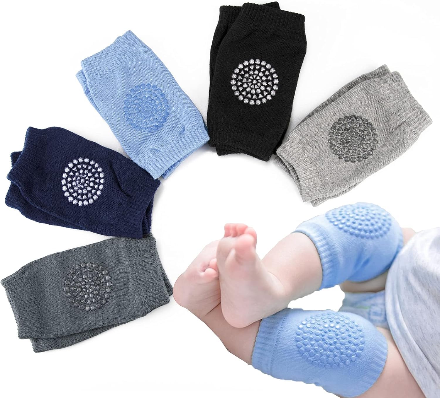 KESI ORNAMENTS 1 Pair Baby Knee&Elbow Pad Cushion Infant Toddlers Baby Crawling Elbow Pad Baby Leg Warmer Baby Kneecap Protector for Baby Knee&Elbow Kids Safety Pads(Multi Color) knee pads for kids