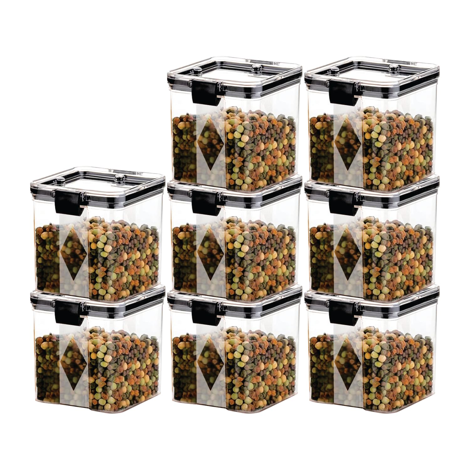 GOLWYN Plastic Kitchen Containers Set, Air Tight Container For Kitchen Storage Set, Kitchen Accessories Items, Kitchen Organizer Items And Storage Containers (Transparent, 700 ML Set Of 8)