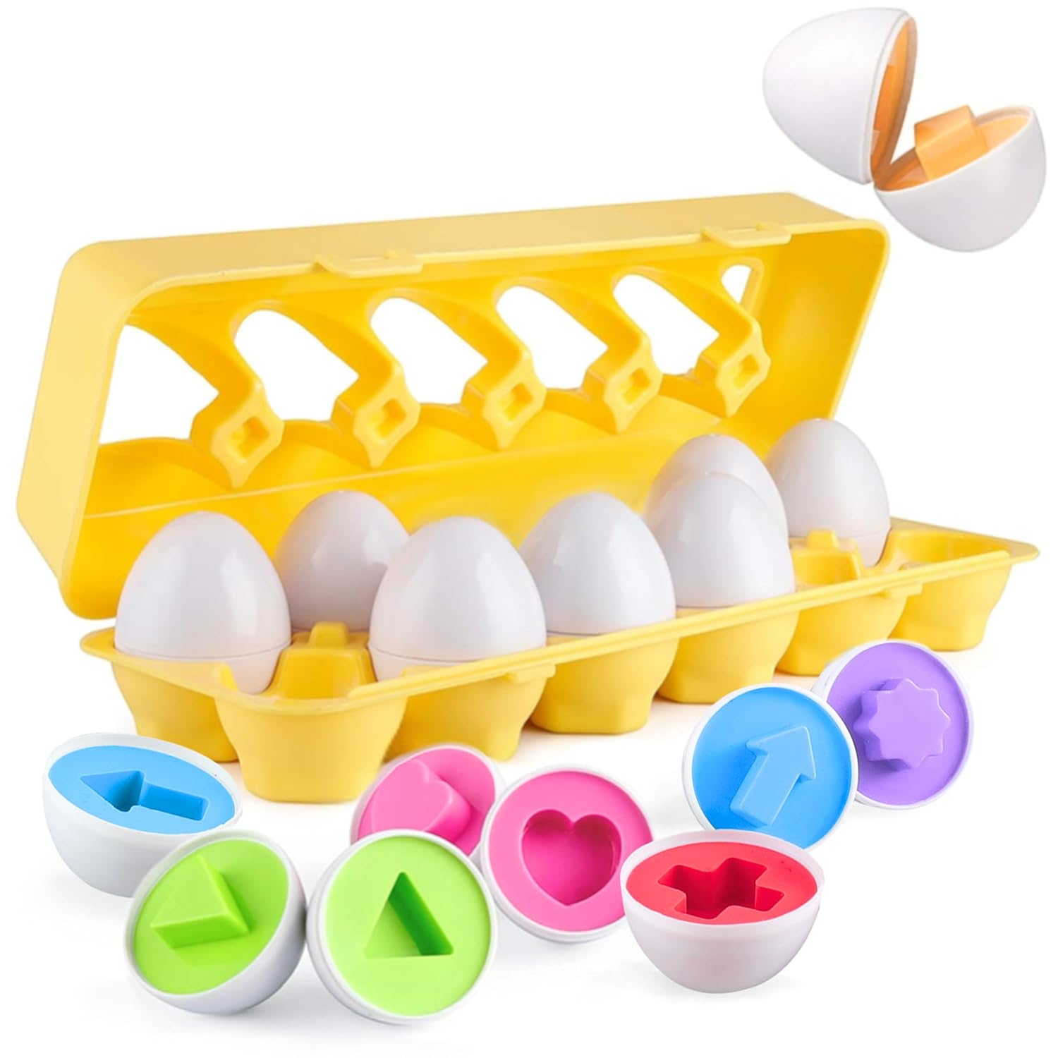 Egg Matching Shape Theme 12 Multicolor Eggs Matching Game Educational Toys for Kids (Multicolor)