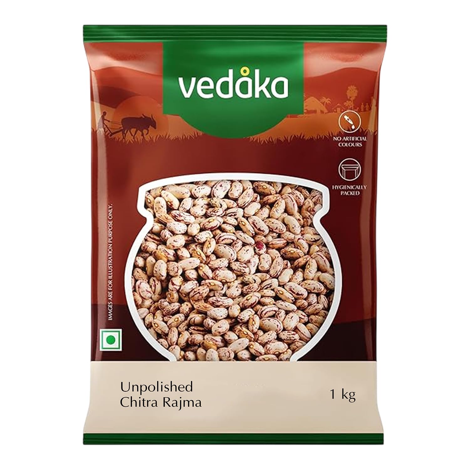 Amazon Brand – Vedaka Unpolished Chitra Rajma | 1 Kg | Premium Chitra Rajma