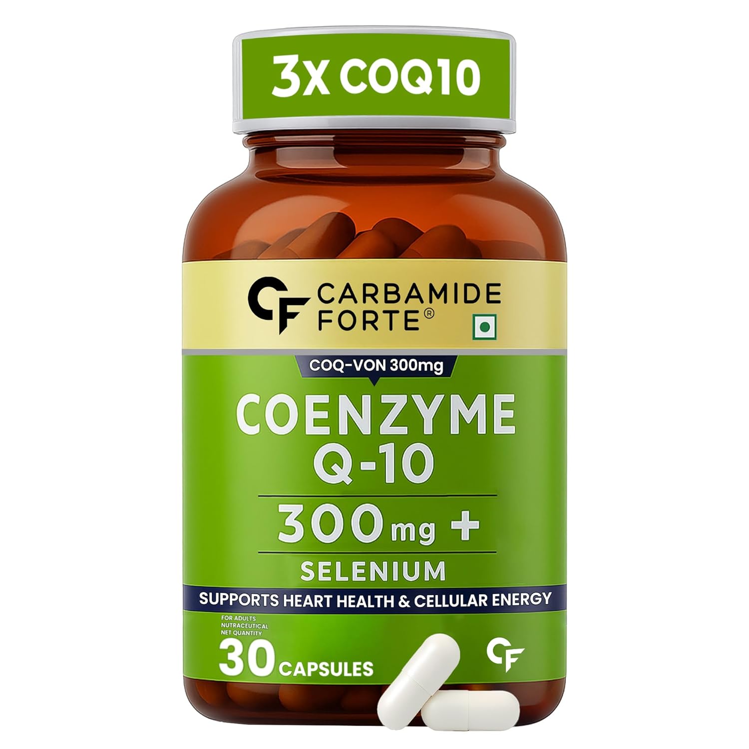 Carbamide Forte Coenzyme Q10 | CoQ10 Supplement 300mg with Selenium 40mcg | Coq10 Ubiqinol Supports Heart Health and Vascular Health | 100% Vegetarian – 30 Capsules (pack of 1) Carbamide Forte Coenzyme Q10 | CoQ10 Supplement 300mg with Selenium 40mcg | Coq10 Ubiqinol Supports Heart Health and Vascular Health | 100% Vegetarian – 30 Capsules (pack of 1)