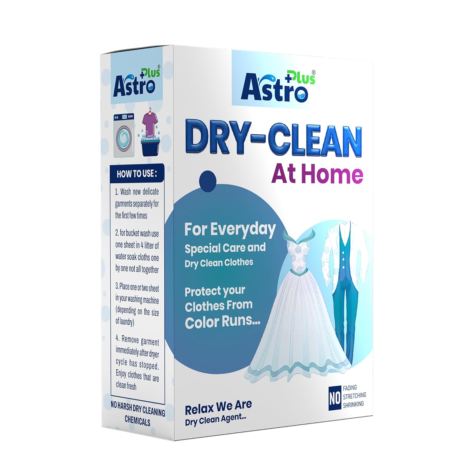 Dry Clean At-Home Liquid Sheets | Ultimate Protection For Silk Saree and Chiffon, Cotton, Georgette, Linen, and Woolen | Pack of 3 Sheets |Gentle Wash For Delicate Fabrics with a Refreshing Scent