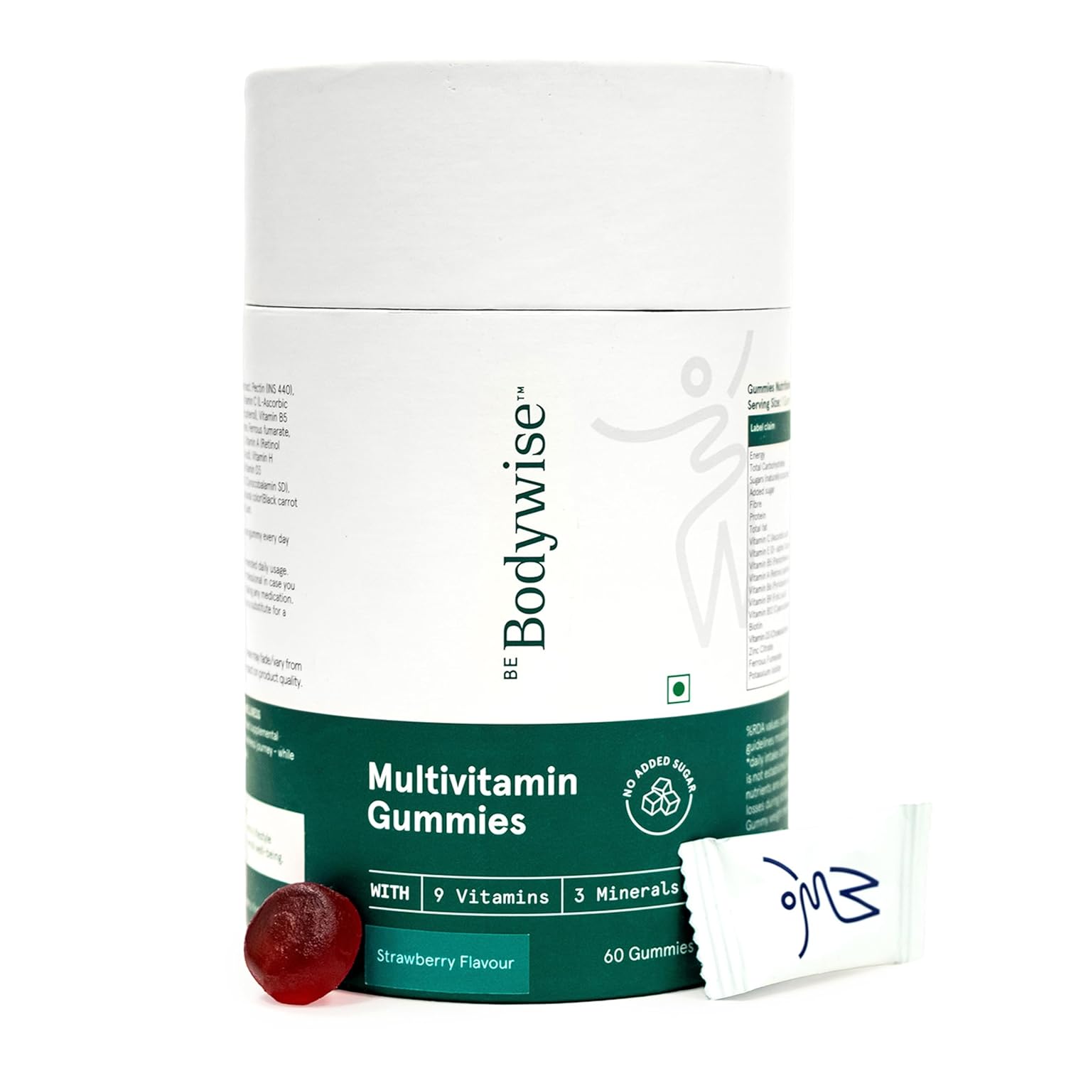 Be Bodywise Multivitamin Gummies|With Fibre, Zinc, Iron & Biotin|Vitamin D3, B6, E & A|Boosts Energy & Stamina, Improves Immunity & Skin Health|Vegan, Gluten & Gelatin Free, 1 count, 60 Servings Be Bodywise Multivitamin Gummies|With Fibre, Zinc, Iron & Biotin|Vitamin D3, B6, E & A|Boosts Energy & Stamina, Improves Immunity & Skin Health|Vegan, Gluten & Gelatin Free, 1 count, 60 Servings