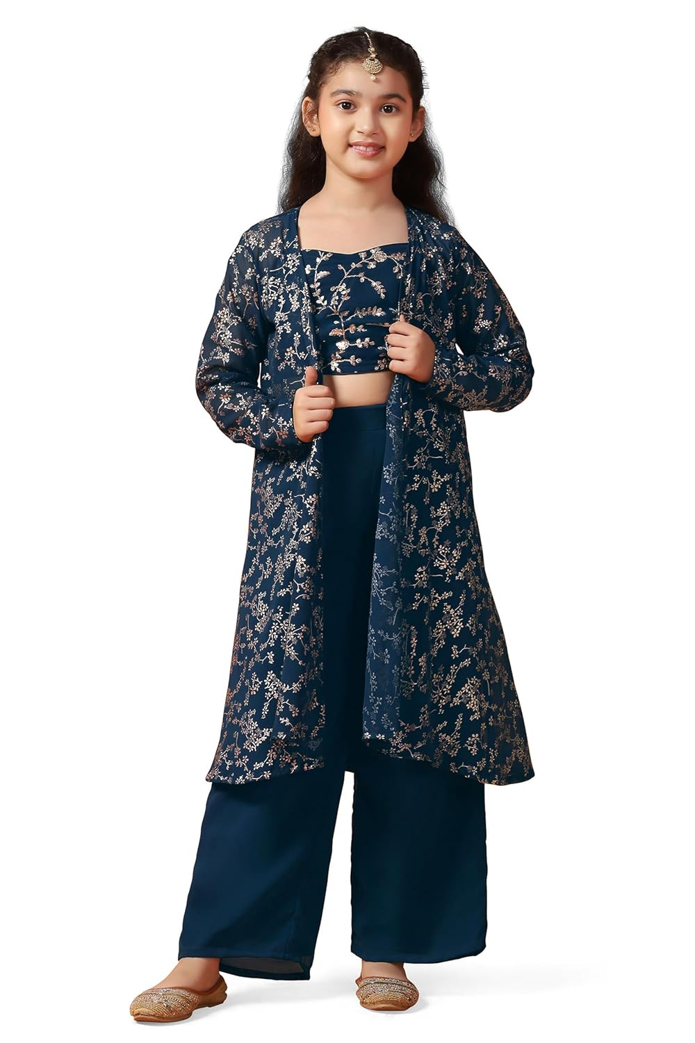 Jwalin Girls Georgette Salwar Suit Set|Girls Ethnic Palazzo Suit Set|Salwar Suit For Kids