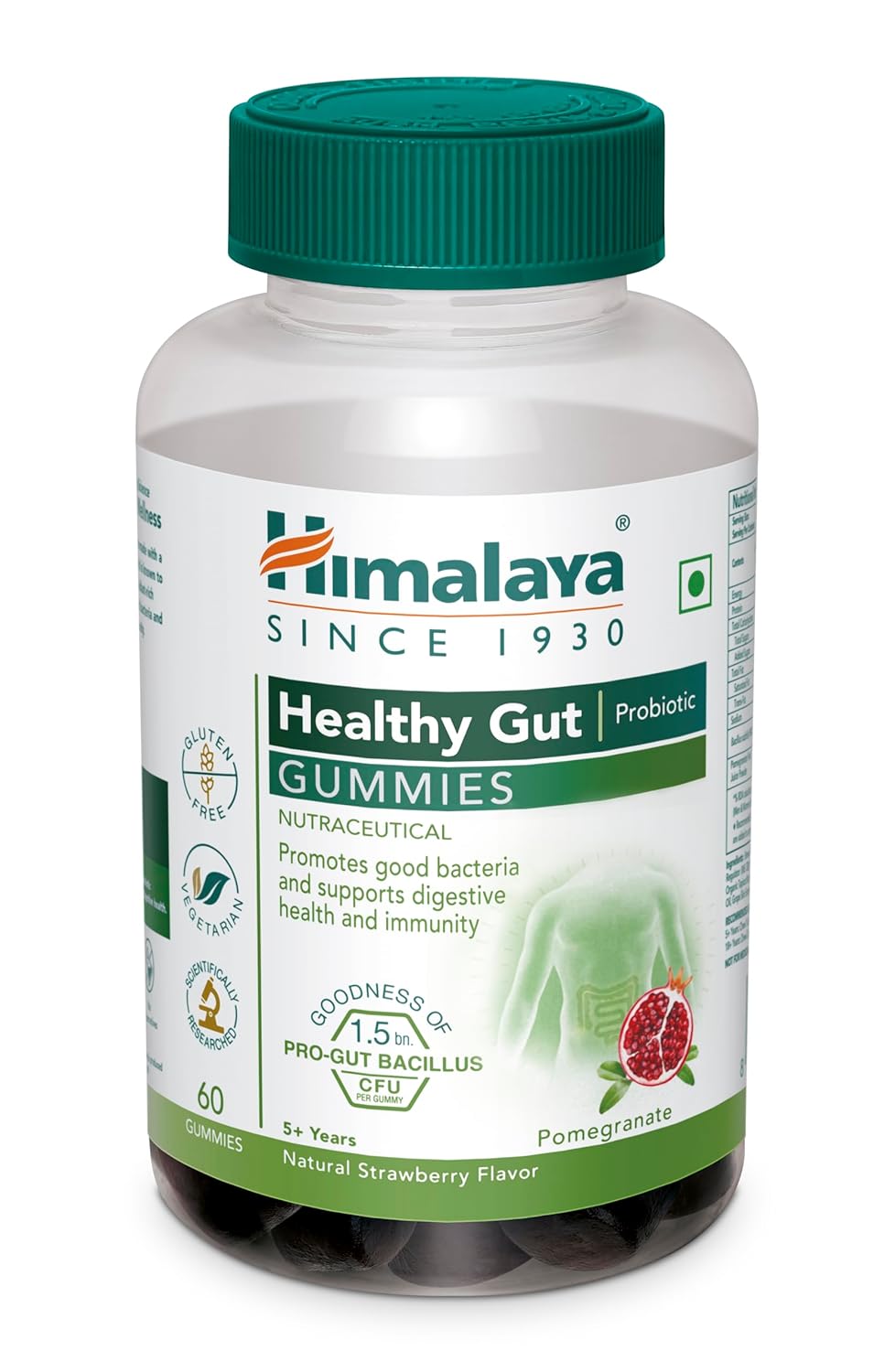 Himalaya Healthy Gut Probiotic Gummies | Pack of 60s | Nutraceutical | Promotes Good Bacteria in the Gut | Supports Digestive Health and Immunity | Natural Strawberry Flavor