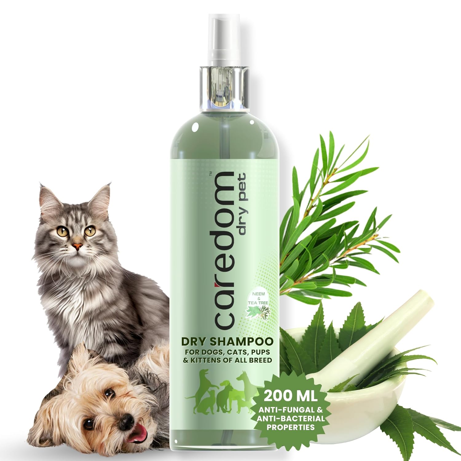 Dry Pet Shampoo 200 ml | Neem & Tea Tree | Waterless Antibacterial & Antifungal Grooming | Odour Control | Quick No Rinse Cleanser for Dog, Cat, Puppy & Kitten | Herbal Protection | Easy Groom Dry Pet Shampoo 200 ml | Neem & Tea Tree | Waterless Antibacterial & Antifungal Grooming | Odour Control | Quick No Rinse Cleanser for Dog, Cat, Puppy & Kitten | Herbal Protection | Easy Groom
