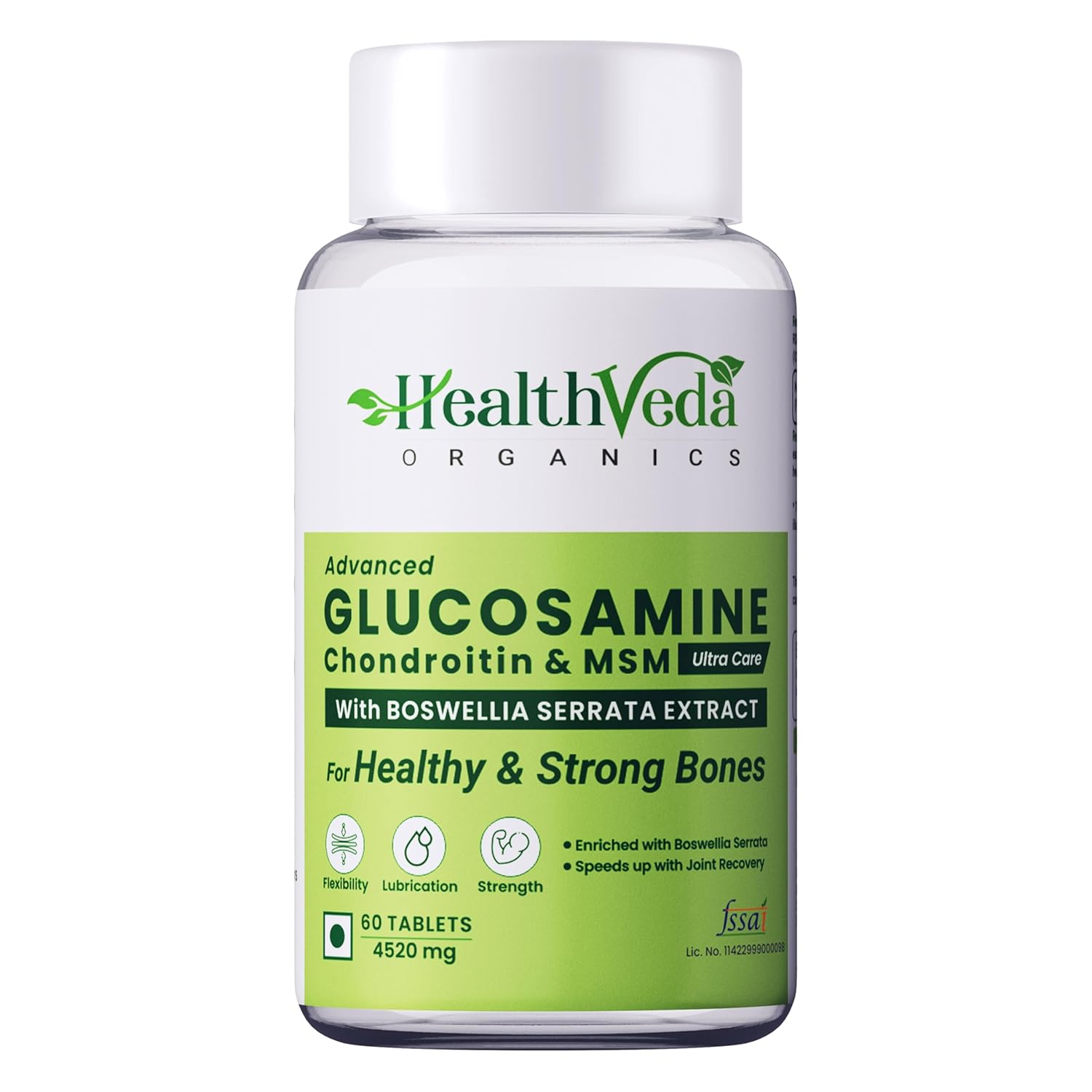 HEALTH VEDA ORGANICS PRIVATE LIMITED Organics Plant Based Glucosamine Chondroitin & MSM I Supports Healthy Joint, Bones & Cartilage I Relieves Pain & Stiffness I 60 Capsules Pack
