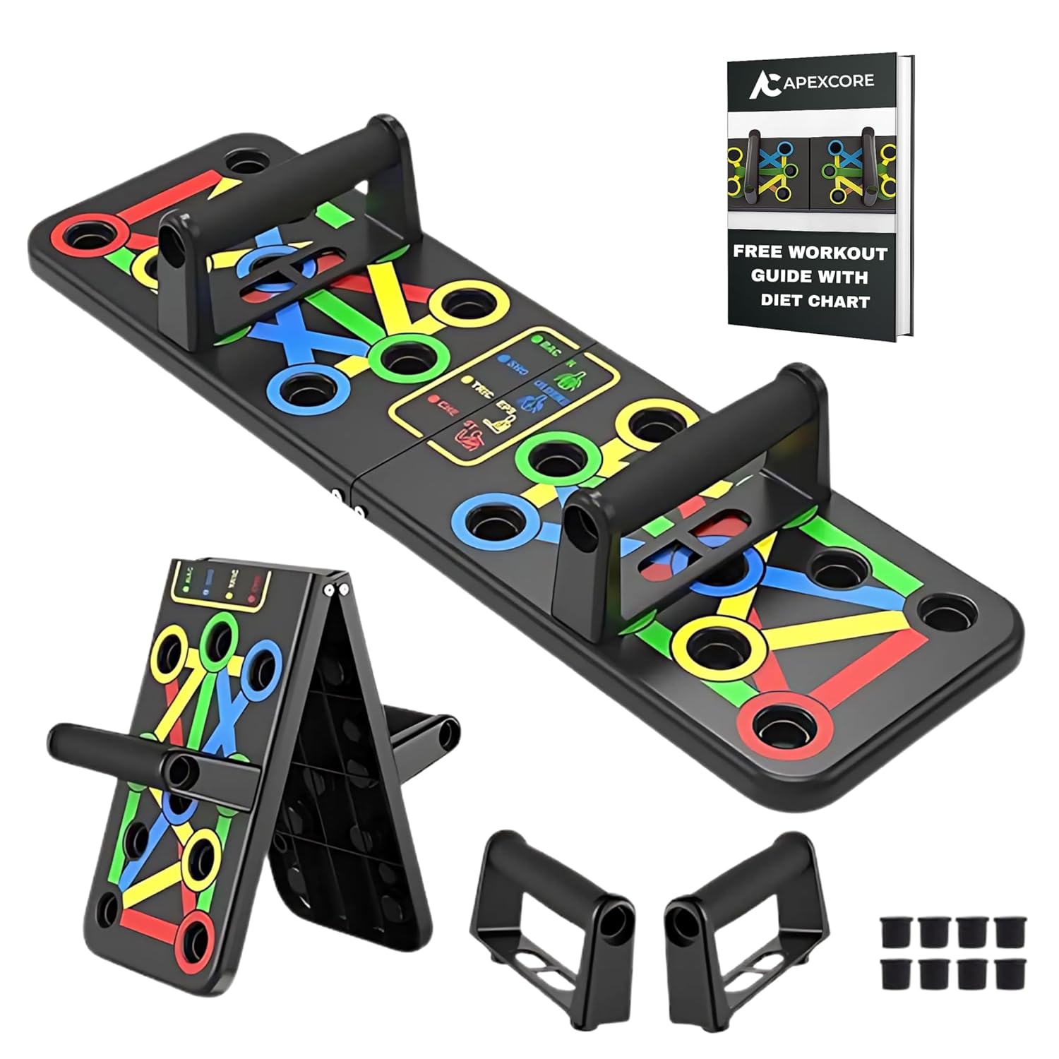 15-in-1 Push Up Board With Ebook Workout Guide & Diet Chart | Multifunction Push-Up System for Full Body Workout, Strength Training, Chest Workout & Home Fitness Equipment for Men & Women 15-in-1 Push Up Board With Ebook Workout Guide & Diet Chart | Multifunction Push-Up System for Full Body Workout, Strength Training, Chest Workout & Home Fitness Equipment for Men & Women
