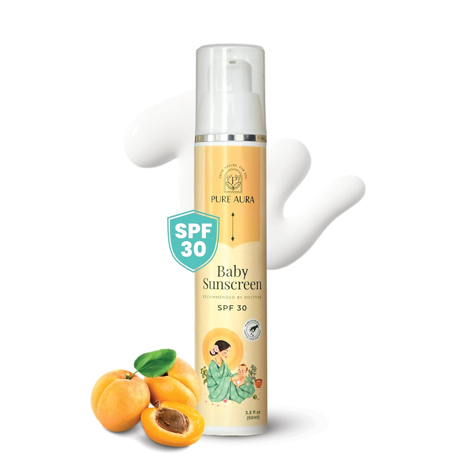 Pure Aura Baby Sunscreen 50 gm | SPF 30 Kids Sunscreen | 100% Mineral & Ayurvedic | Chemical-Free | Outdoor Safe | Sensitive Skin Friendly | Doctors Recommended | 6M to 8 Yrs Pure Aura Baby Sunscreen 50 gm | SPF 30 Kids Sunscreen | 100% Mineral & Ayurvedic | Chemical-Free | Outdoor Safe | Sensitive Skin Friendly | Doctors Recommended | 6M to 8 Yrs