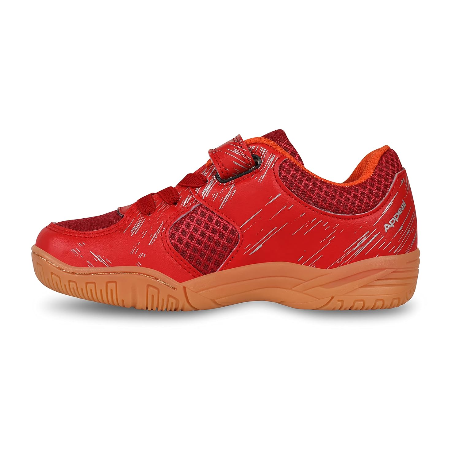 Nivia Appeal Kids Badminton Shoes | Non-Marking Court Shoes for Young Players | Red & Royal Blue