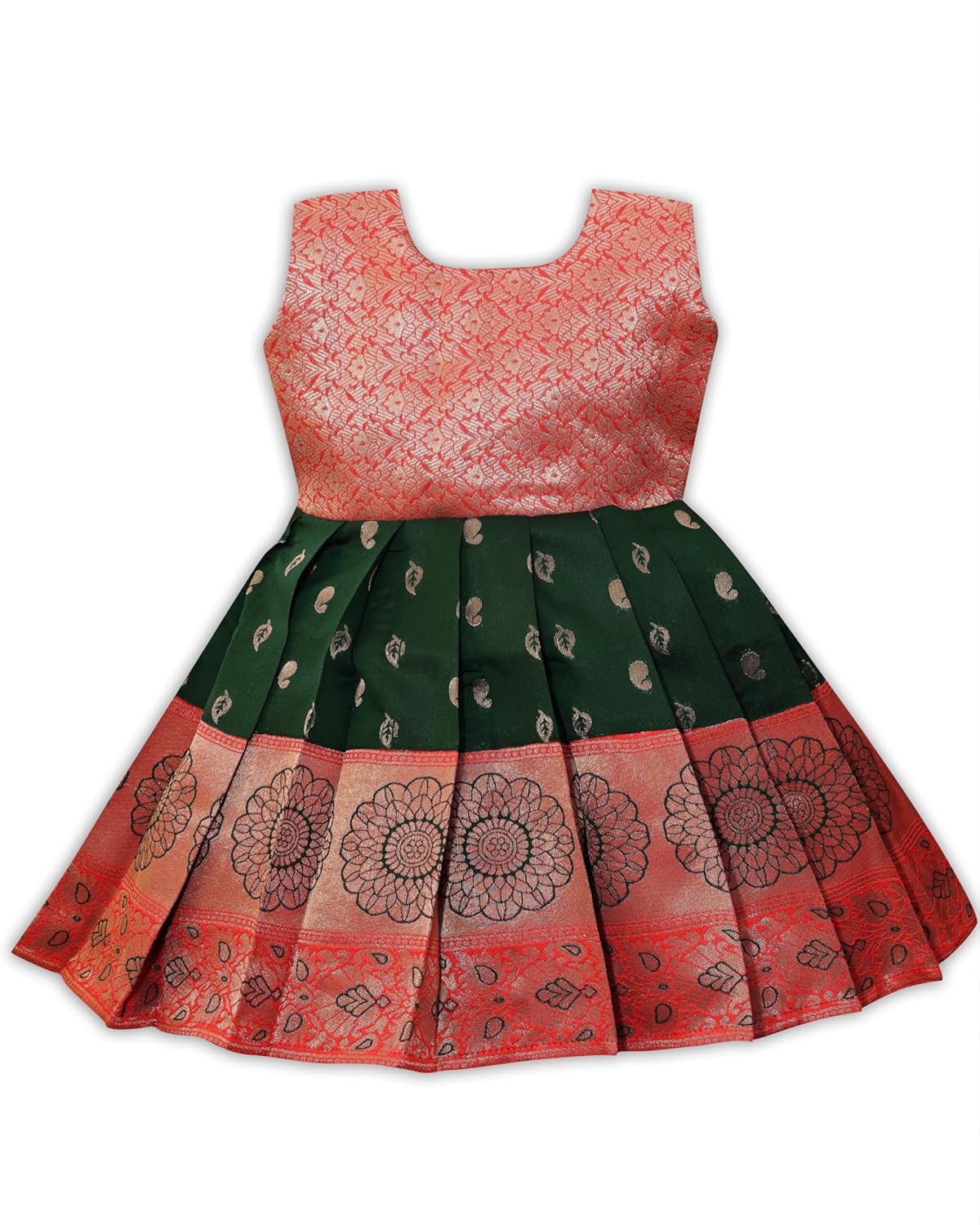 PW PLATYPUS WORLD Baby Girls South Indian Traditional Pattu Pavadai Tapeta Silk Frock Dress PW PLATYPUS WORLD Baby Girls South Indian Traditional Pattu Pavadai Tapeta Silk Frock Dress