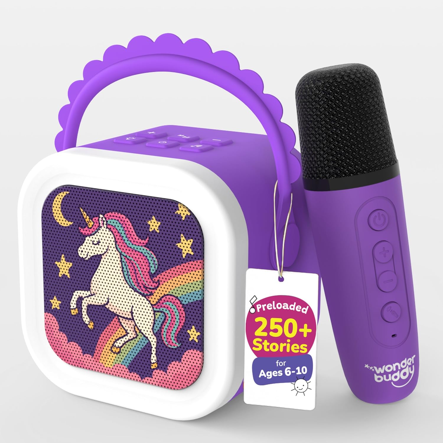 WonderBuddy StoryBox Mini, 250+ Stories Preloaded, Karaoke Mic for Singing, RGB Lights, Kids BT Speaker, Musical Toy, Storytelling Toys, Birthday Gift for 6-10 yr Girls – Unicorn with Mic WonderBuddy StoryBox Mini, 250+ Stories Preloaded, Karaoke Mic for Singing, RGB Lights, Kids BT Speaker, Musical Toy, Storytelling Toys, Birthday Gift for 6-10 yr Girls – Unicorn with Mic