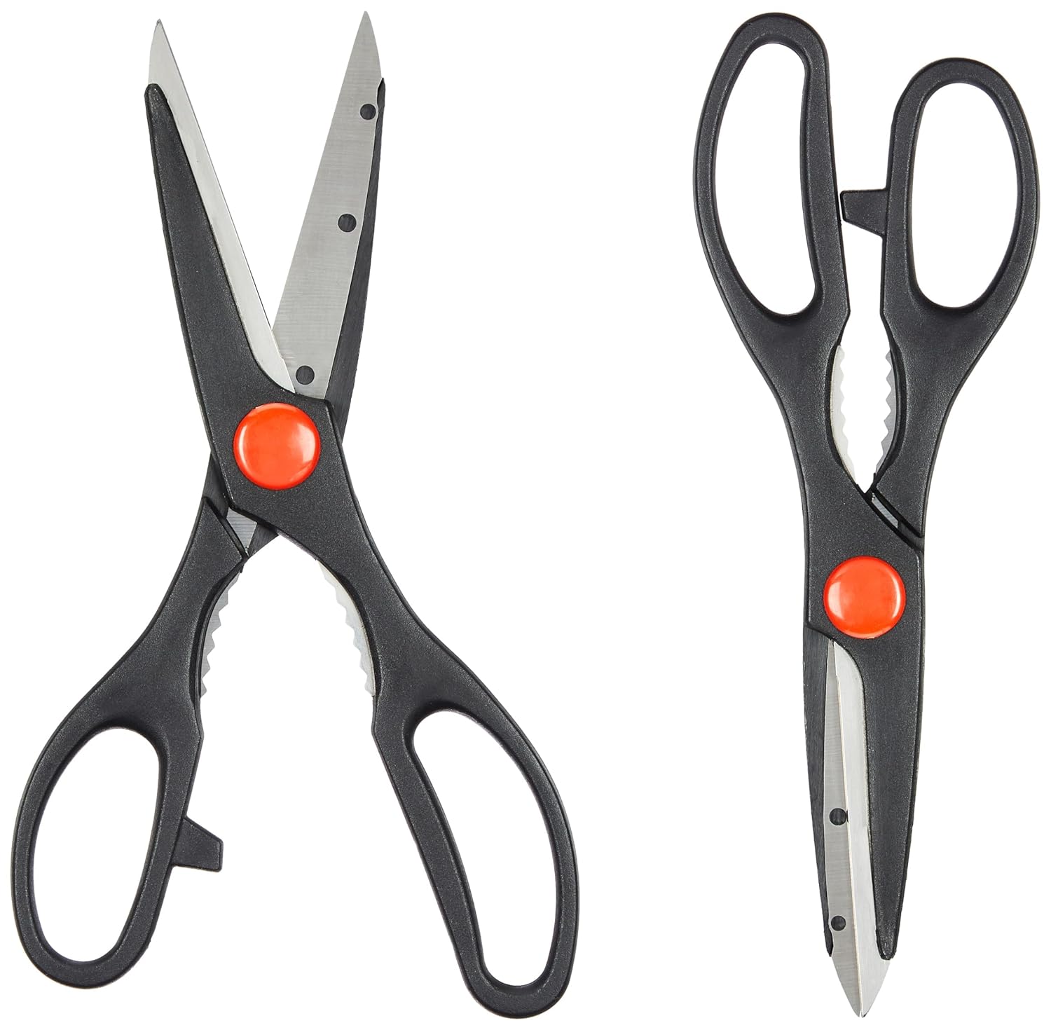 Amazon Brand – Solimo High-Carbon Stainless Steel Detachable Kitchen Scissors | Multi-Function Shears | Set of 2 (Silver)