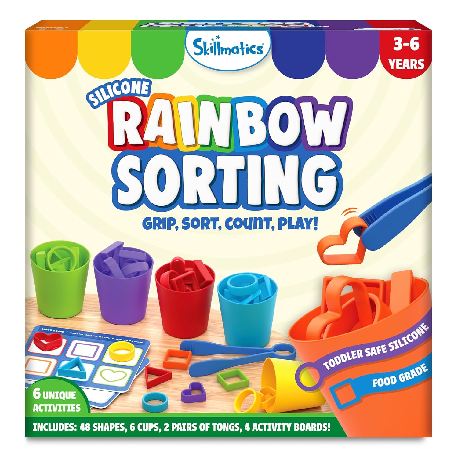 Skillmatics Silicone Rainbow Sorting Board Game – Learning & Educational Toy, Sorting, Counting & Sequencing Skills, Gift for Toddlers & Preschoolers Ages 3, 4, 5, 6