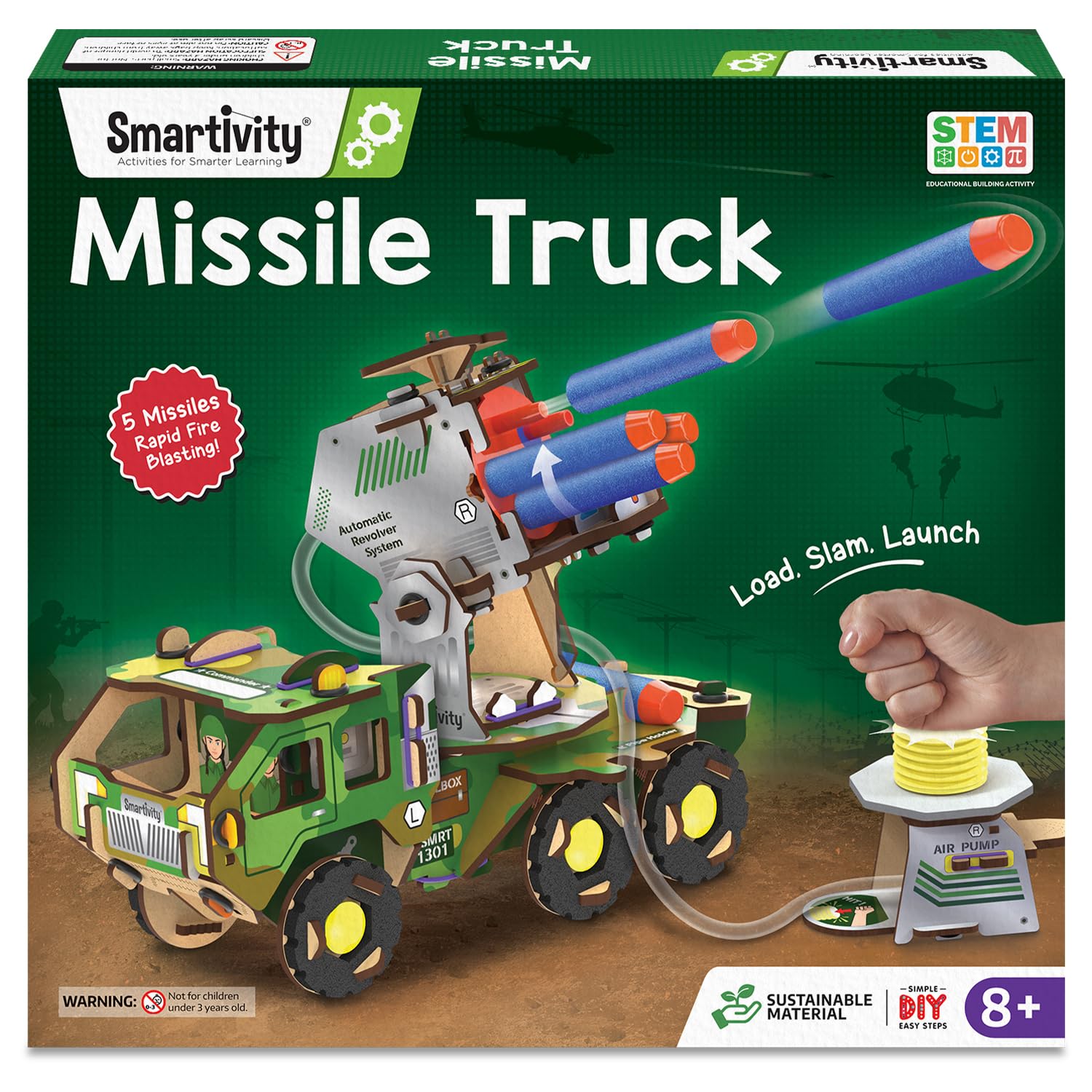 Smartivity DIY Military Vehicle STEM Building Set for Kids 8-14 Years,Army Truck with Air Powered,Missle Launch System,Birthday Gift for Boys & Girls,I STEM Toy for 8,9,10,11,12,13,14 Years,53 Pcs Smartivity DIY Military Vehicle STEM Building Set for Kids 8-14 Years,Army Truck with Air Powered,Missle Launch System,Birthday Gift for Boys & Girls,I STEM Toy for 8,9,10,11,12,13,14 Years,53 Pcs