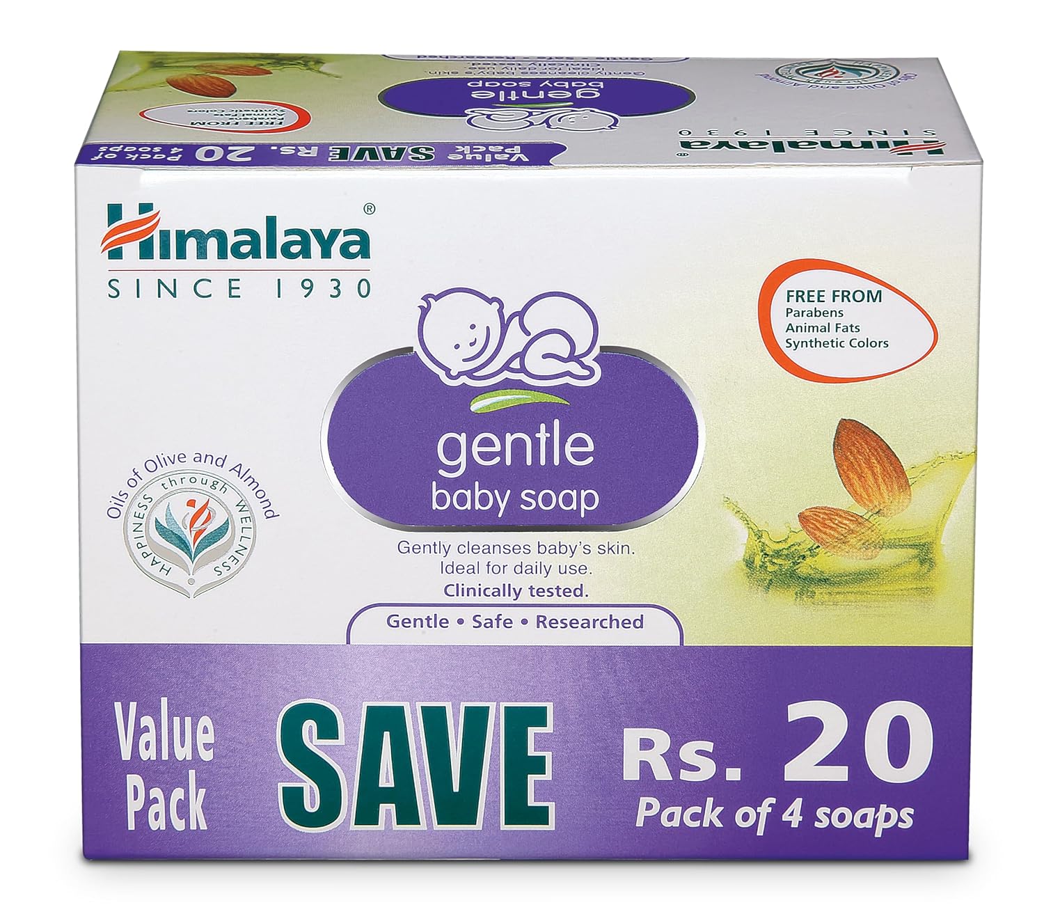 Himalaya Gentle Baby Soap 75 g | Value Pack of 4 – Save Rs 20 extra| No 1 Doctor prescribed brand | Oils of Almond & Olive | Gently cleanses baby’s skin | Himalaya Gentle Baby Soap 75 g | Value Pack of 4 – Save Rs 20 extra| No 1 Doctor prescribed brand | Oils of Almond & Olive | Gently cleanses baby’s skin |
