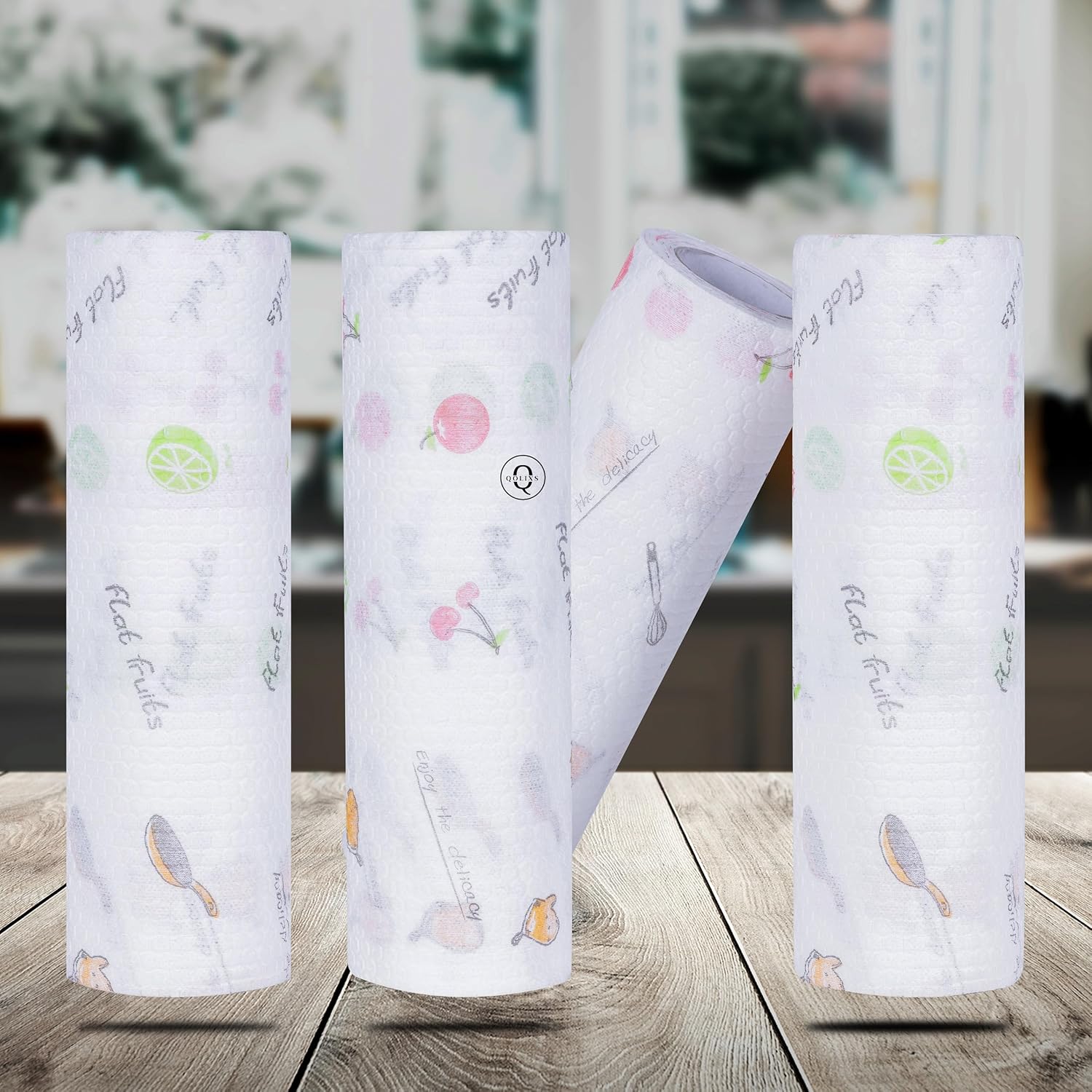 Non Woven Reusable and Washable Kitchen Printed Tissue Roll Non-stick Oil Absorbing Paper Roll Kitchen Special Paper Towel Wipe Paper Dish Cloth Cleaning Cloth 50 sheets pack of 1