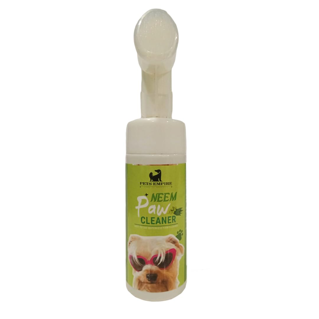 Pets Empire Paw Cleaner, Pet Foot Cleaning Foam Waterless Pet Shampoo with Silicone Brush for Dogs Cats Feet Cleaning 150 ml (Neem)