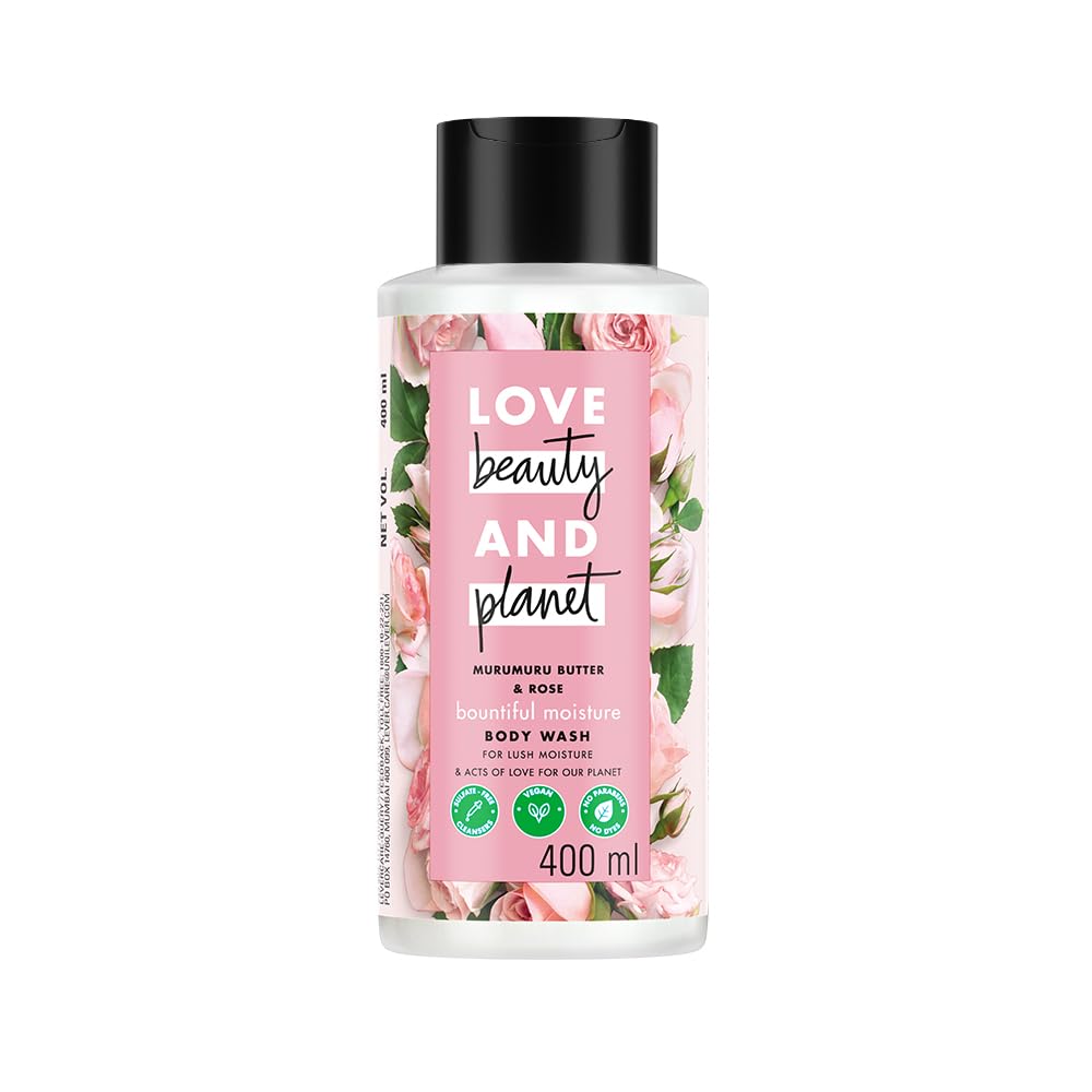 Love Beauty And Planet Moisturising Body Wash 400ml|| with Murumuru Butter & Rose|| Sulfate Free|| Paraben Free- Liquid Shower Gel