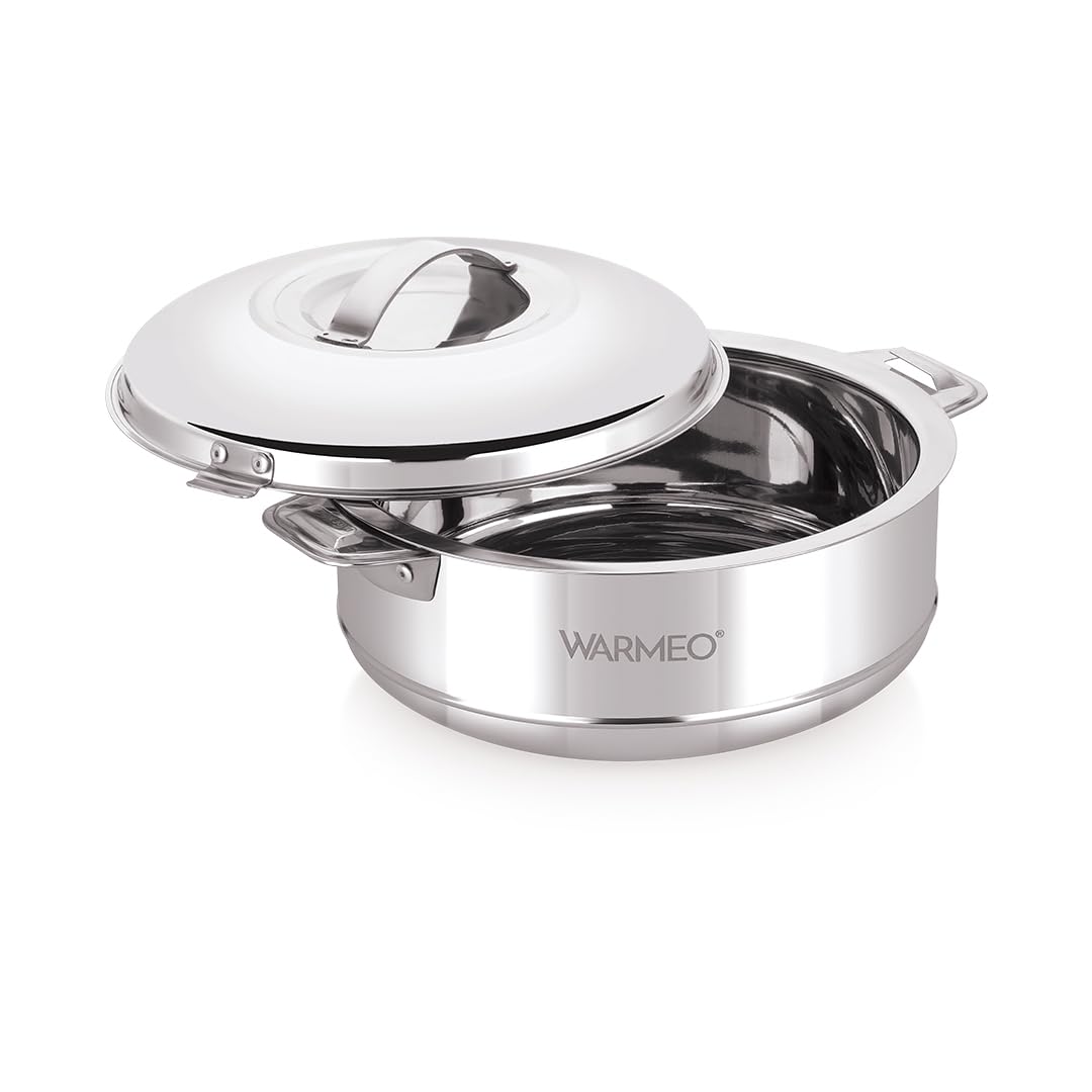 WARMEO Steam Insulated Stainless Steel Casseroles| Easy to Carry Hot Boxes for Kitchen | Hot Food, Easy to Store| Silver|1500ml