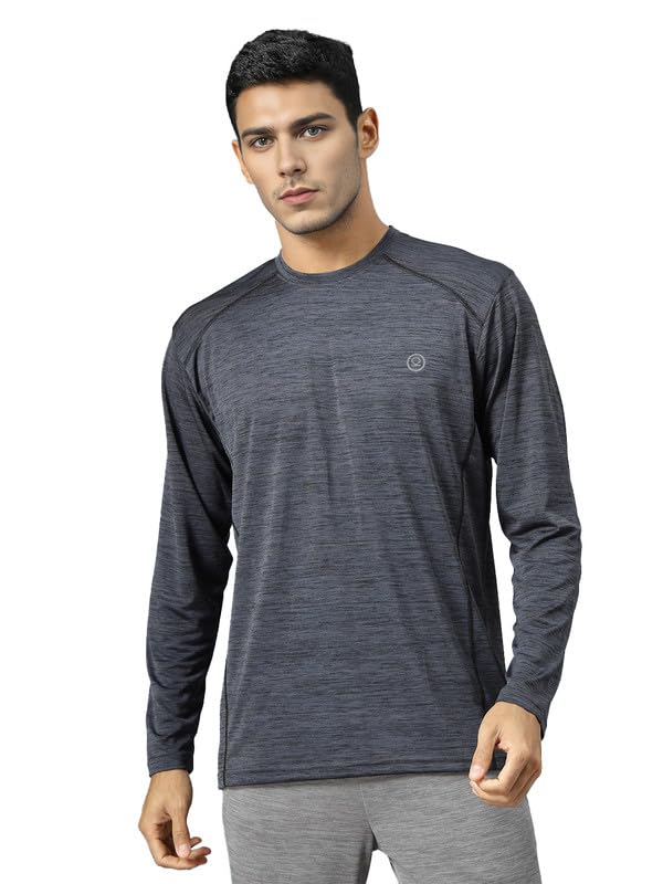 CHKOKKO Men’s Round Neck Full Sleeve Regular Fit Lightweight Quick Dry Activewear Gym T Shirt for Workout Training Running and Activities