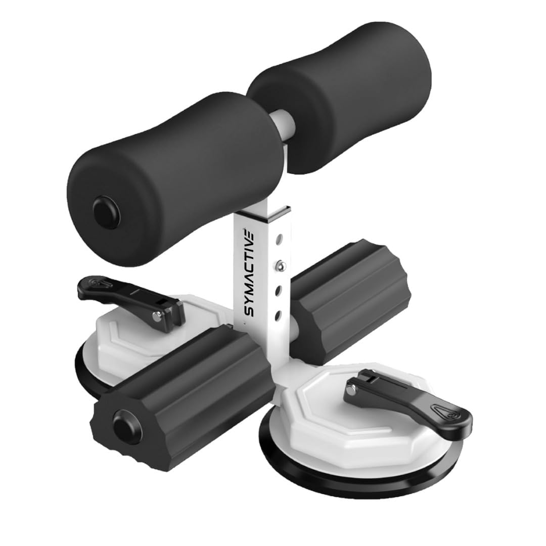 Amazon Brand – Symactive Sit-Up Bar with Double Suction Cup | Adjustable Height | for Ab Exercise, Leg & Arm Muscle Training | for Men and Women | Black | 26.6 (L) x 24.9 (W) x 20.7 (H) cm