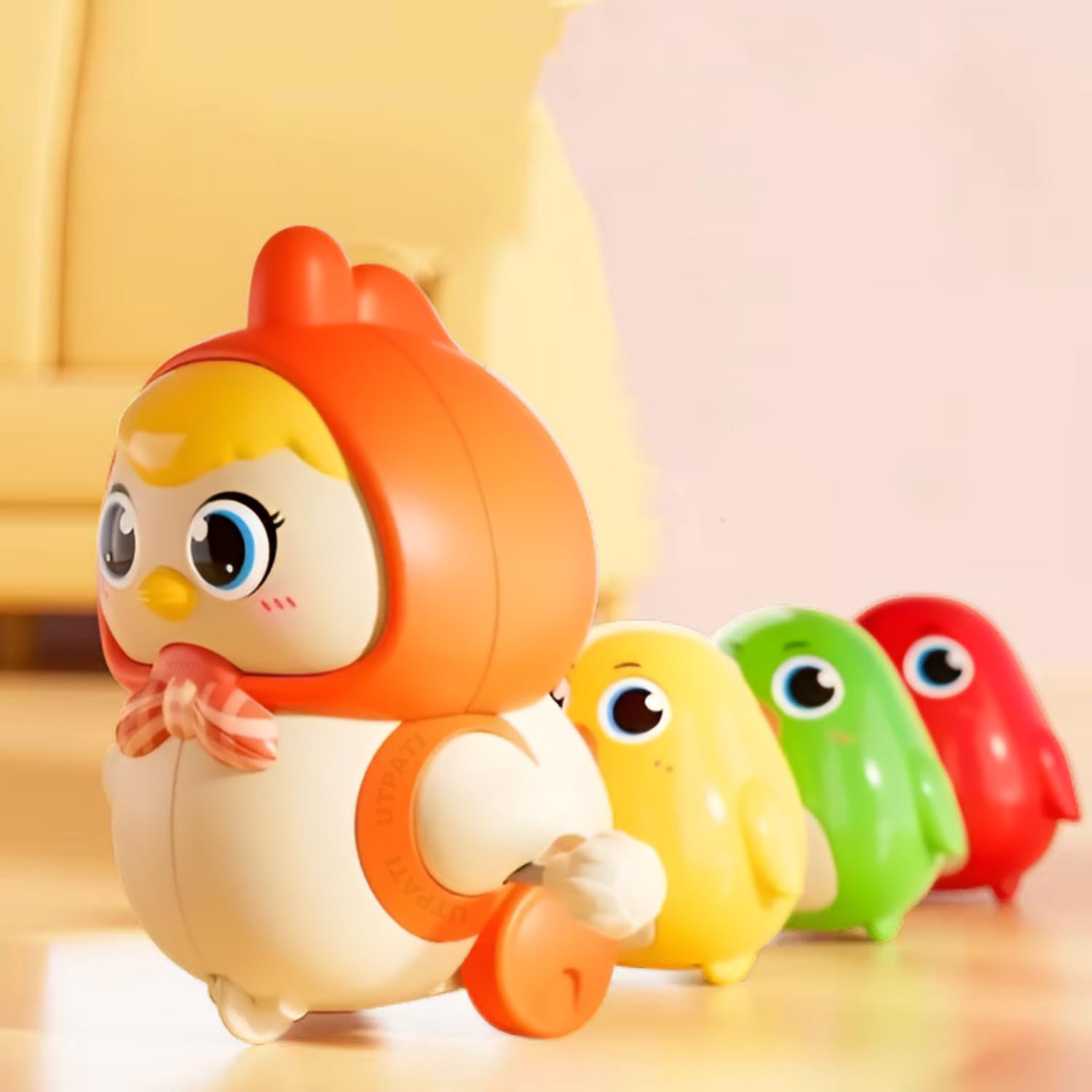 Chicken Toys for Kids, Swinging Chain String Magnetic Hen with Chick Learning to Crawl Spring Toy, Crawling Wind-up Duck, Walking Chicken Cute Windup Toy for Boys Girls Toddler