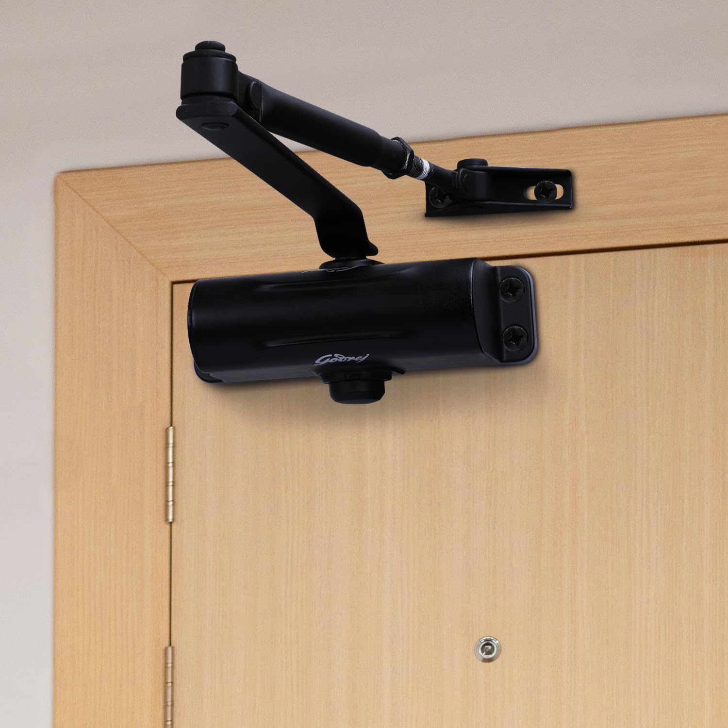 Godrej Hercules Aluminium Door Closer for Home & Office I Suitable for Left or Right Handed Wooden & Metal Doors I Door Weight Upto 85 Kg I Door Panel Upto 950mm I Matte Black