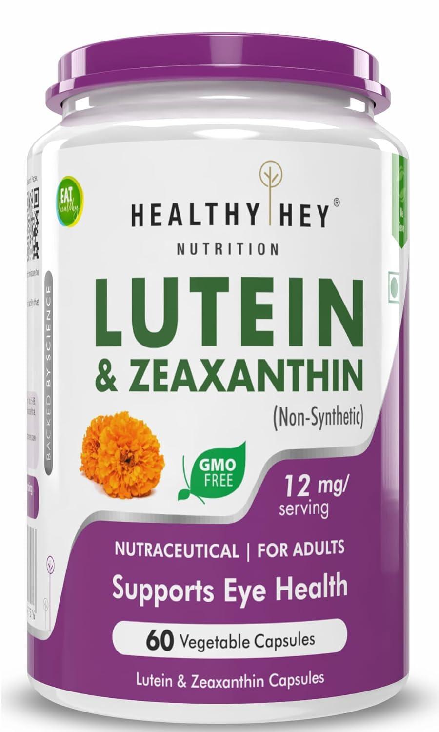 HealthyHey Lutein with Zeaxanthin – Support Eyes Health – 60 Veg. Capsules (Pack of 1)