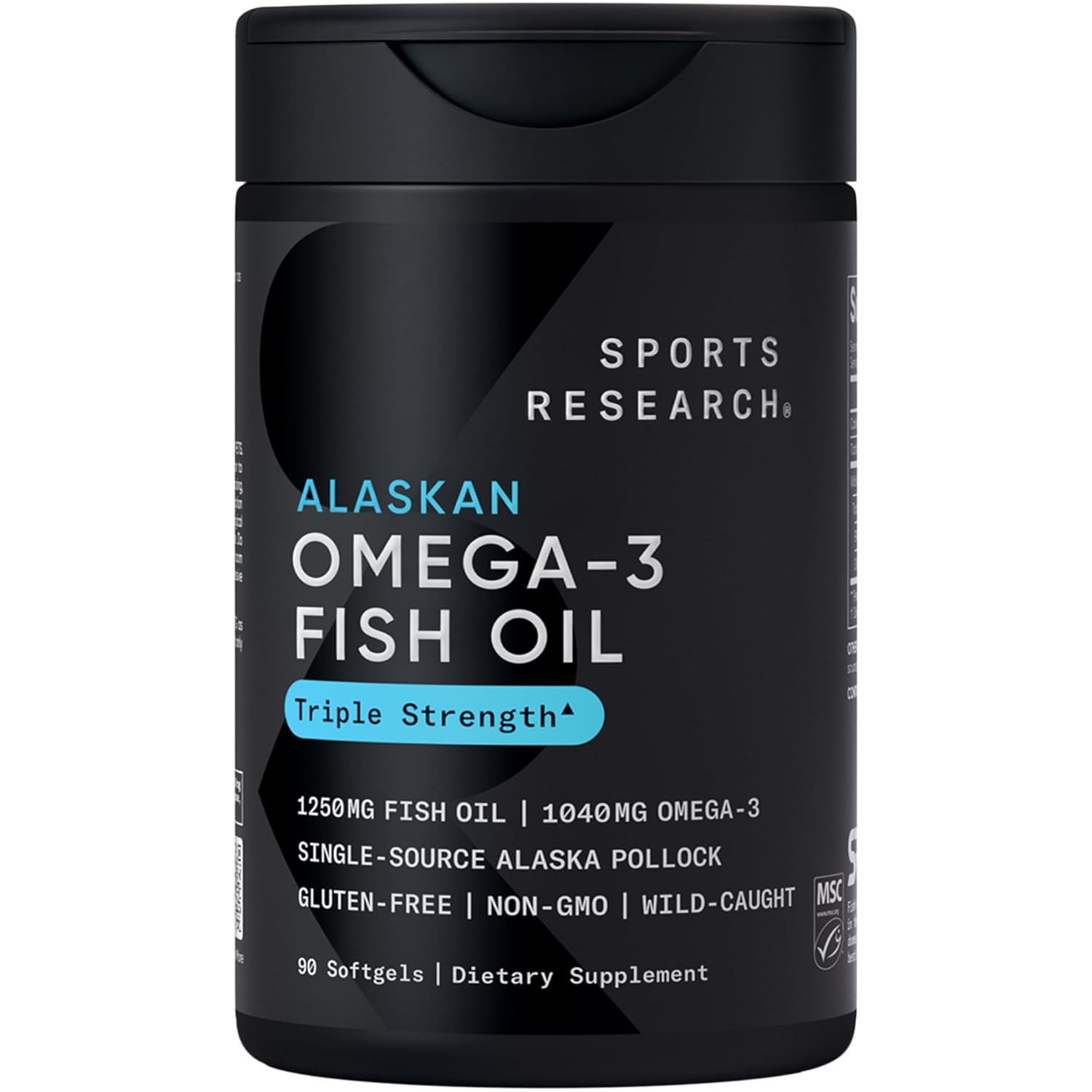 Sports Research Omega-3 Wild Alaskan Fish Oil(1250Mg Per Capsule) With Triglyceride Epa & Dha Heart, Brain & Joint Support Ifos 5 Star Certified, Non-Gmo & Gluten Free-90 Day Supply!, 169 grams Sports Research Omega-3 Wild Alaskan Fish Oil(1250Mg Per Capsule) With Triglyceride Epa & Dha Heart, Brain & Joint Support Ifos 5 Star Certified, Non-Gmo & Gluten Free-90 Day Supply!, 169 grams