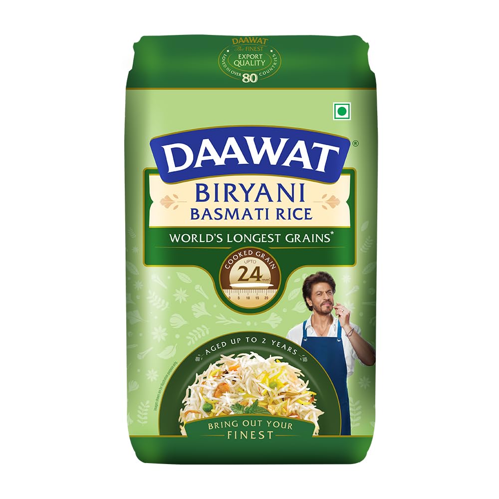 Daawat Biryani Basmati Rice| World S Longest Rice Grain Expands 24Mm* | Tasty, Non-Sticky & Rich Aroma |Naturally Aged|1 Kg..