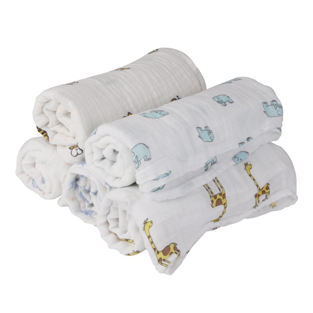 MOM’S HOME Pure Organic Cotton Baby Muslin Swaddle | Multicolour, 100×100 cm | Pack of 3