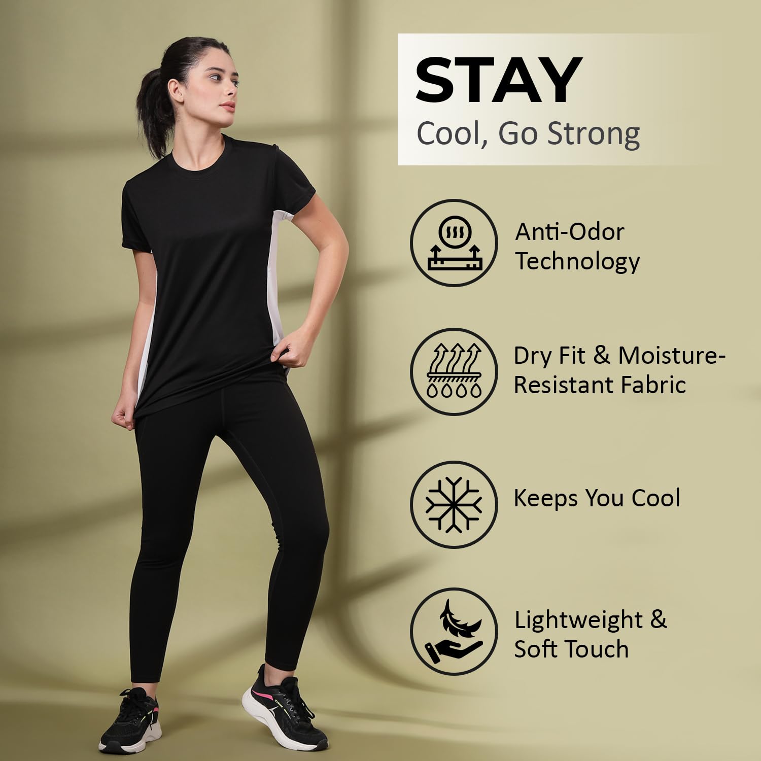 CHKOKKO Women’s Polyester Dry Fit Solid Quick Dry Sports Half Sleeve Regular Fit Active Wear Gym Tshirt Round Crew Neck Breathable Side Mesh Panels for Running Workout and Fitness