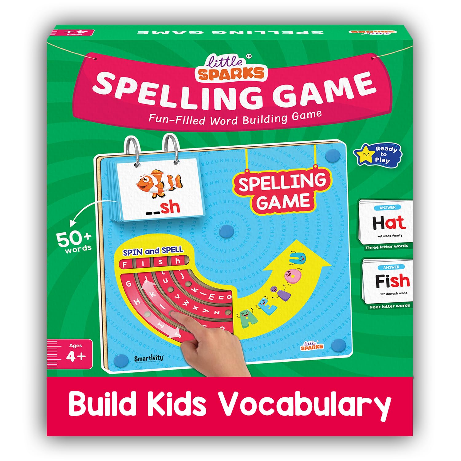 Smartivity Spelling Game Learning Toy for Kids 4-8 Years Old I 50+ Picture Cards I Birthday/Christmas Gift I Educational Word&Vocabulary Building Toy with Rotating Letter Wheels I Travel-Friendly