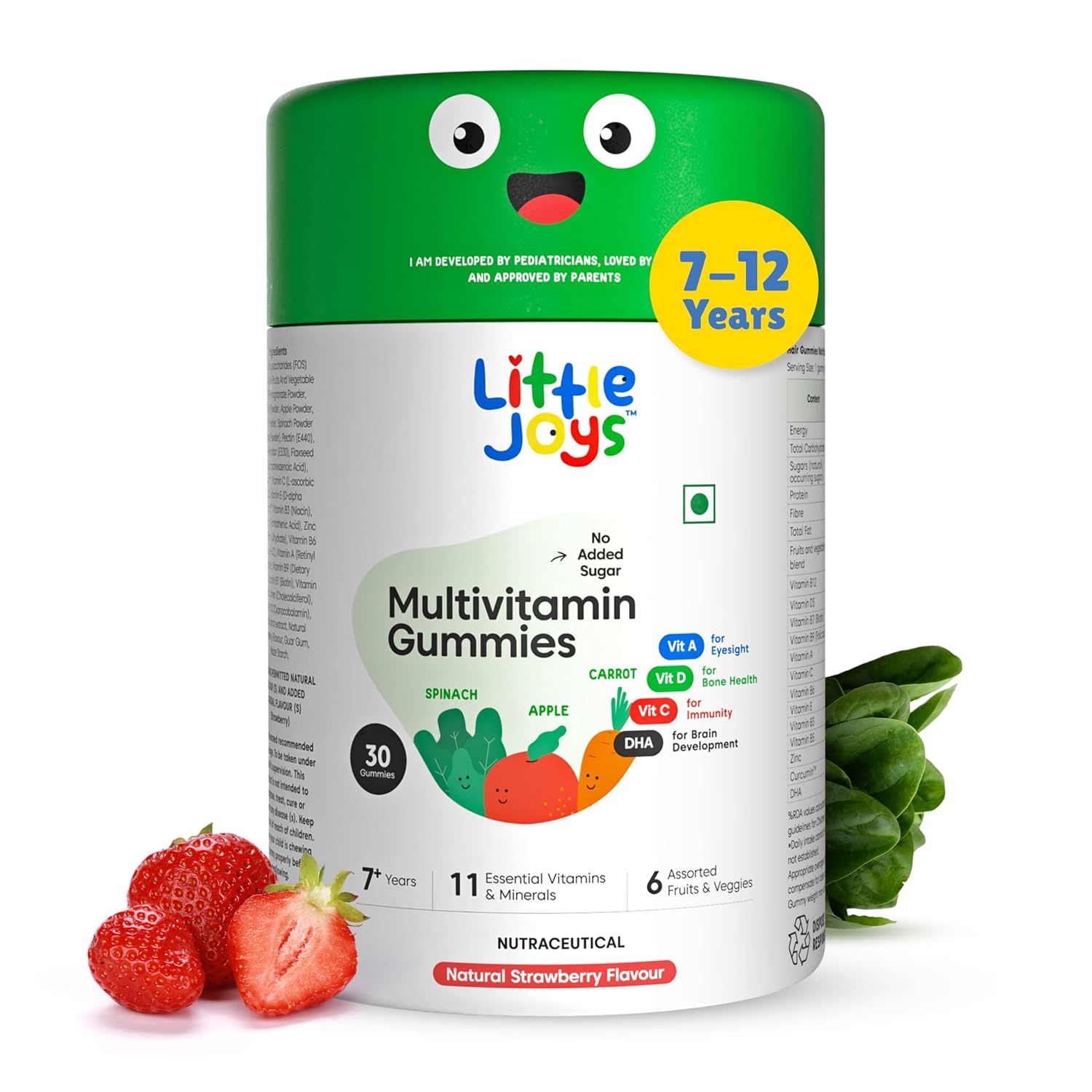 Little Joys Multivitamin Gummies | 7-12 Years |With 11 Vitamins & Minerals | 30 Day pack | Improves Immunity, Bone health & Antibody Production | No Added Sugar | Strawberry Flavour Little Joys Multivitamin Gummies | 7-12 Years |With 11 Vitamins & Minerals | 30 Day pack | Improves Immunity, Bone health & Antibody Production | No Added Sugar | Strawberry Flavour
