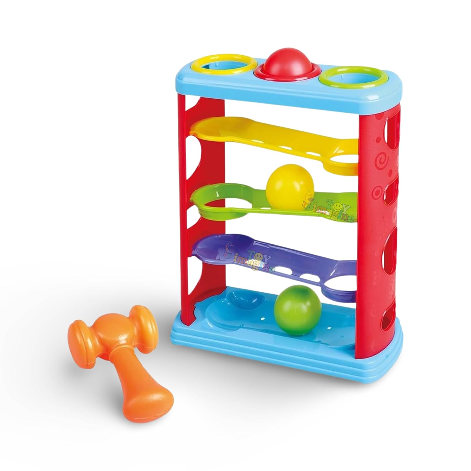 Toy Imagine 3-Layer Hammer Ball Toy for Kids Age 2-5 | Colorful Ball Drop Pounding Game with Hammer | Montessori Inspired Educational Toy | Fun Activity for Toddlers Boys & Girls