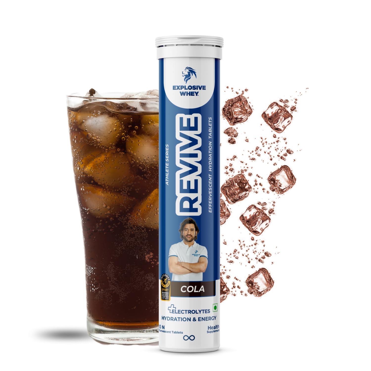 Revive Effervescent Tablets – Trusted by MS Dhoni and Kedar Jadhav | Elevate Fitness & Stamina, Daily Rehydration | Informed Sport Certified (20 Tablets, Cola)