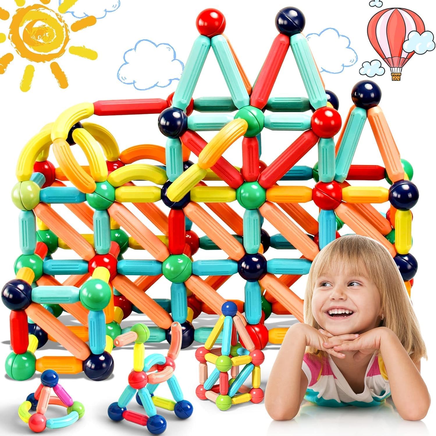 Galaxy Hi-Tech Magnetic Sticks Building Blocks for Kids Toys for Girls Magnetic Toys for Boys Age 3+ Year Old Educational Stem Learning Magnet Stick with Balls Game Set (25 Pcs)