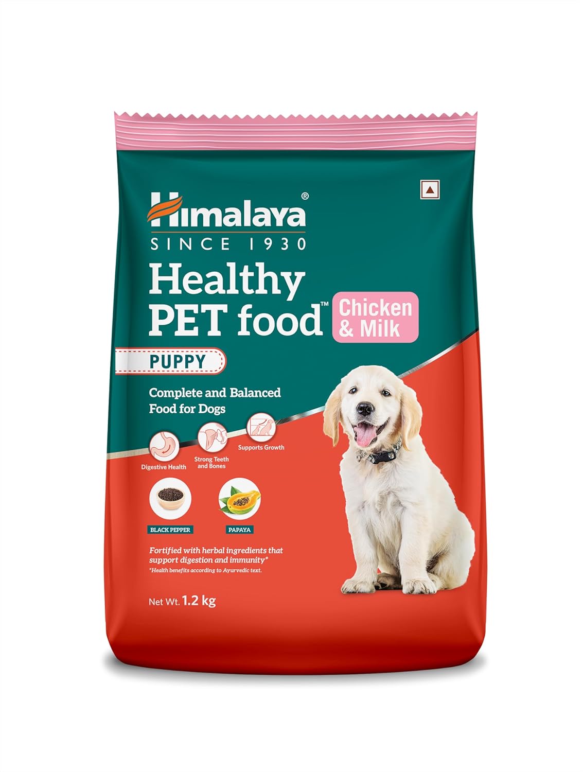 Himalaya Healthy Pet Dog Food | Puppy | Chicken & Milk Flavor | Healthy Growth | 100% Complete & Balanced Nutrition | 1.2 kg