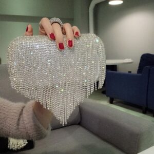 new shiny diamond women fringed hand bag bag bag bag evening celebration celebration bride Xiekua bundle