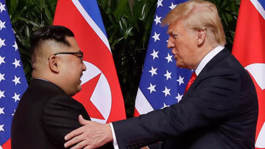 Kim Jong-un and Donald Trump in Singapore